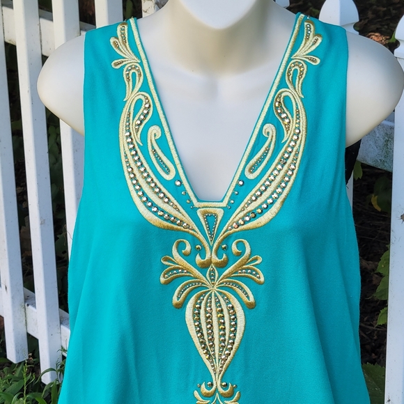 Lily Pulitzer Green Owen Trapeze Shift Dress embroidery - Picture 6 of 9